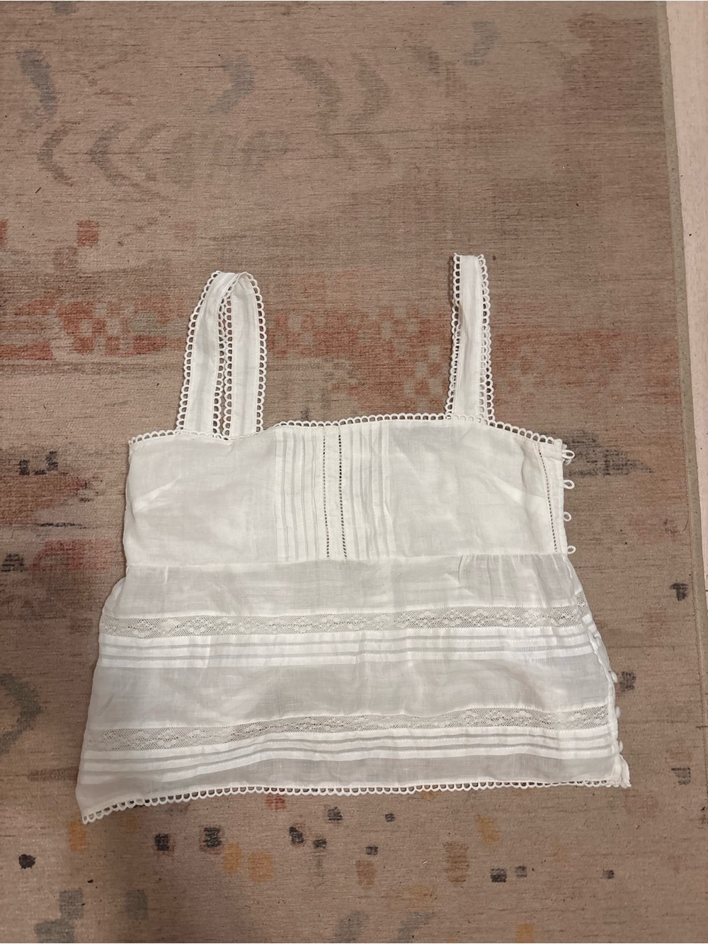 rag & bone White Lace-Trim Cotton Cami
